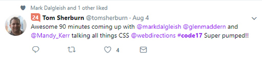 Code 17 in 100 Tweets: CSS discussion