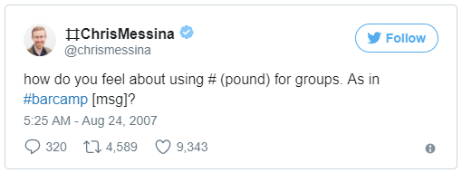 Chris Messina hashtag tweet